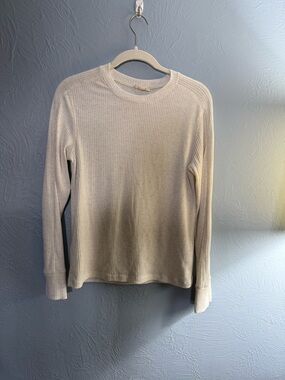 Madewell Cream Ribbed Long-Sleeve Thermal Shirt